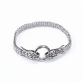 Pulseira com Cabeça de Cobra Dupla Estilo Viking em Aço Inoxidável