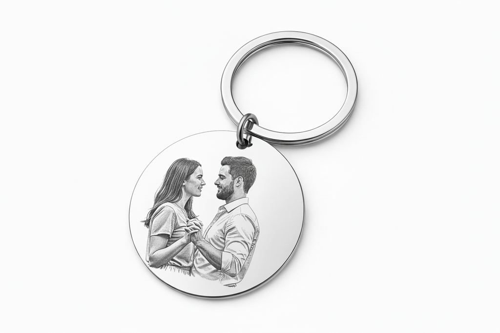 Chaveiro Redondo em Aço Inoxidável Personalizável