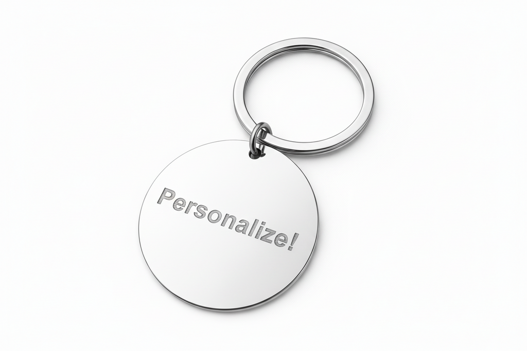 Chaveiro Redondo em Aço Inoxidável Personalizável