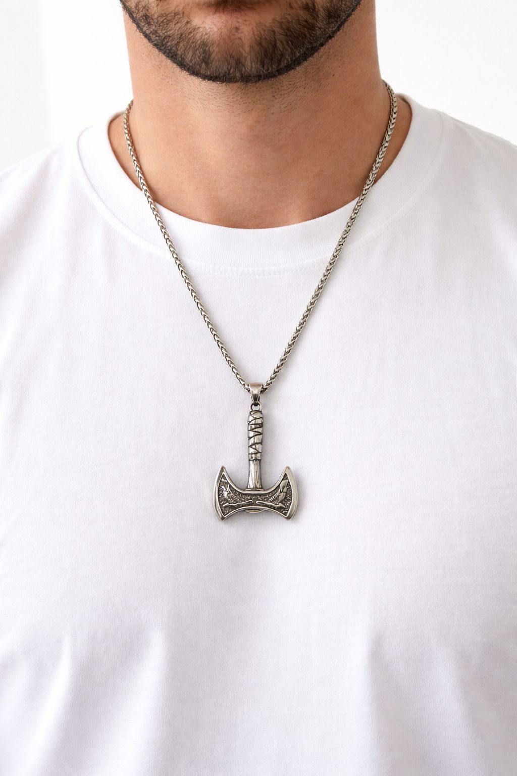 Conjunto em Aço Inoxidável com Pingente Viking