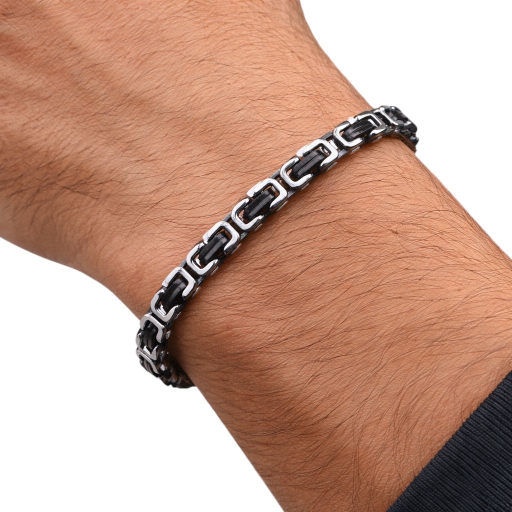 Pulseira Imperial Preta em Aço Inoxidável