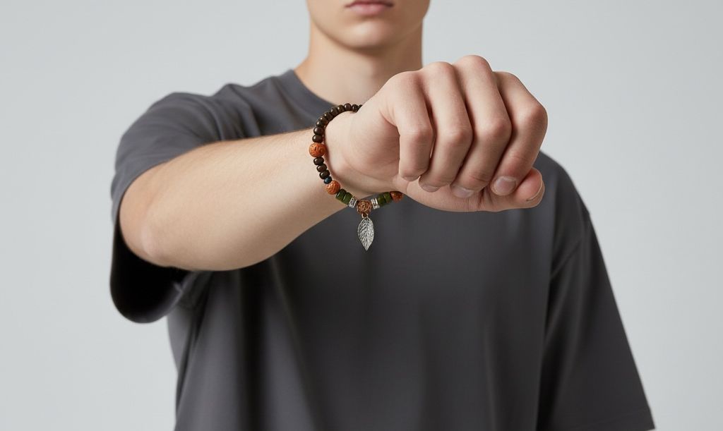 Pulseira de Contas de Madeira Estilo Boêmio Artesanal