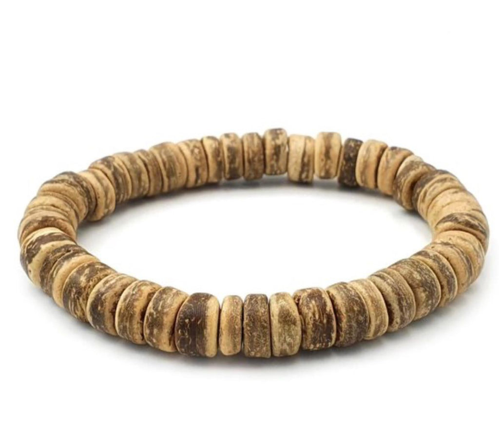 Pulseira de Contas de Madeira Estilo Boêmio Artesanal Cordão Elástico
