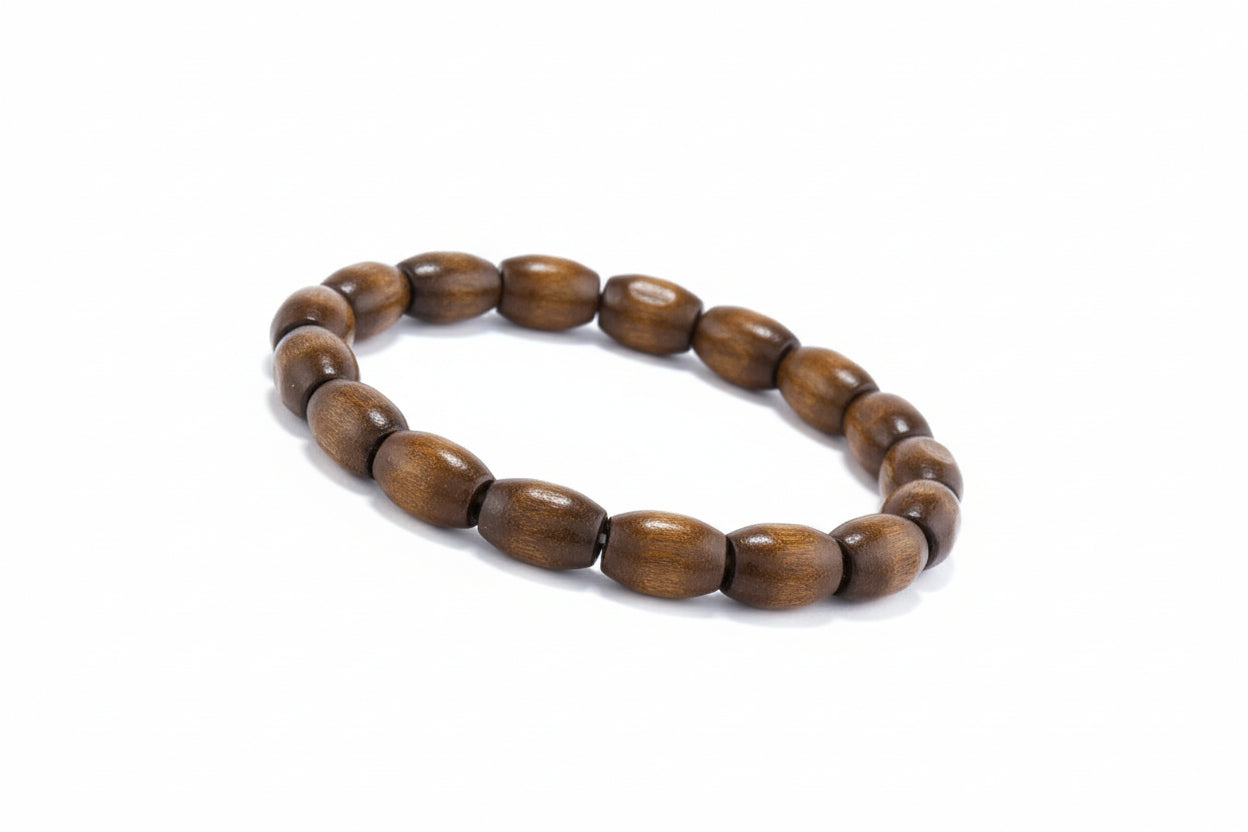 Pulseira de Contas de Madeira Estilo Boêmio Artesanal Cordão Elástico