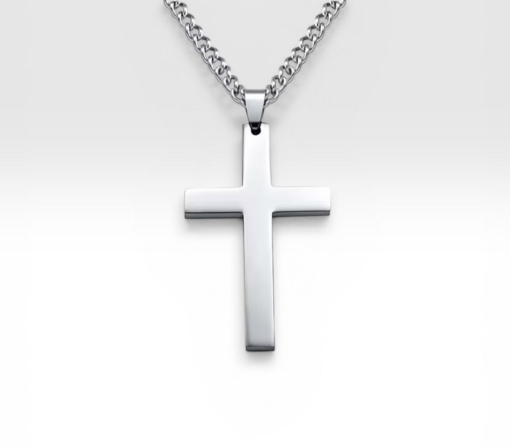 Conjunto com Cruz em Aço Inoxidável