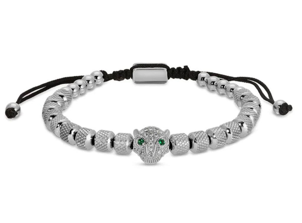Pulseira com Zirconia e Contas em Aço Inoxidável