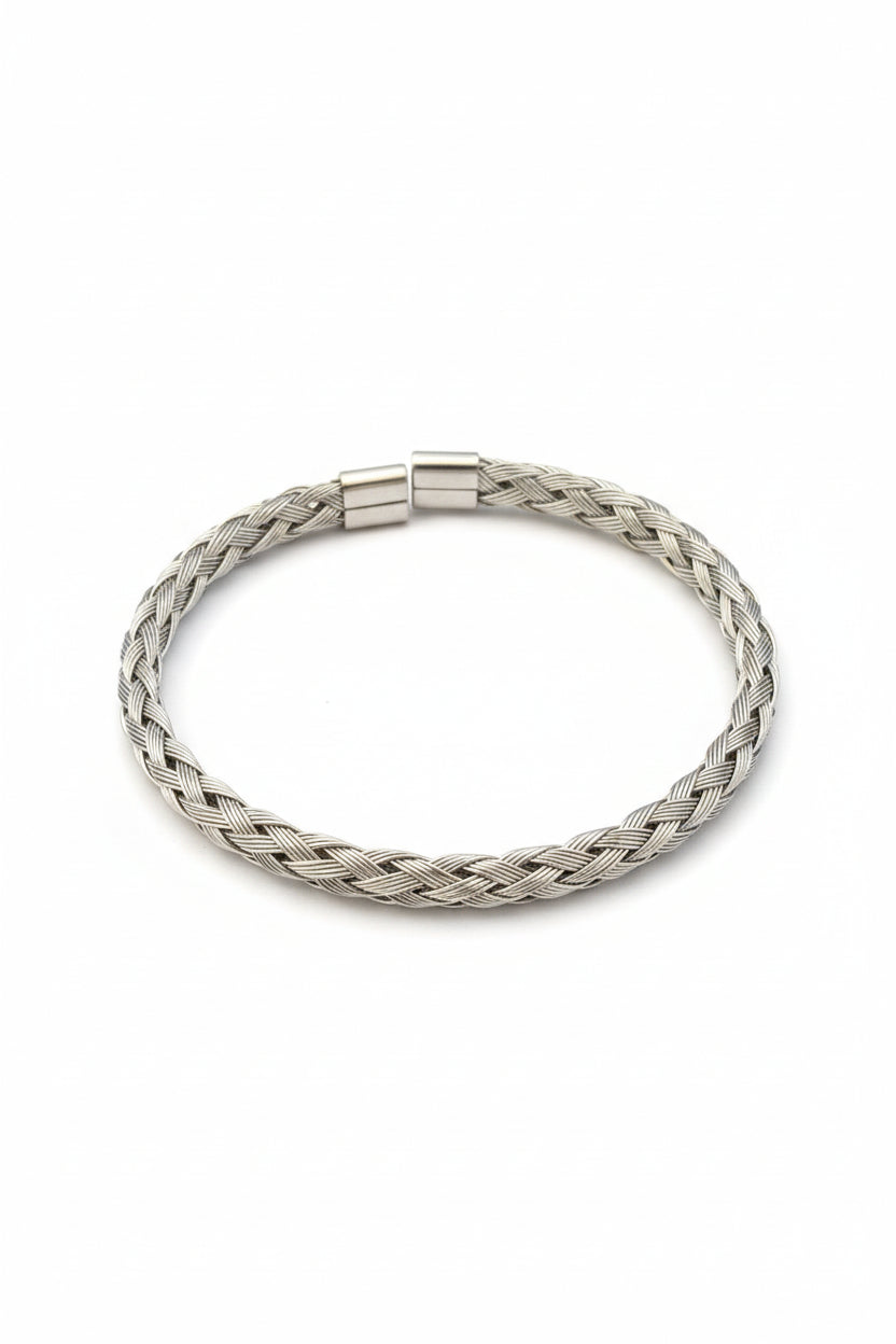 Bracelete em Aço Inoxidável Trançado