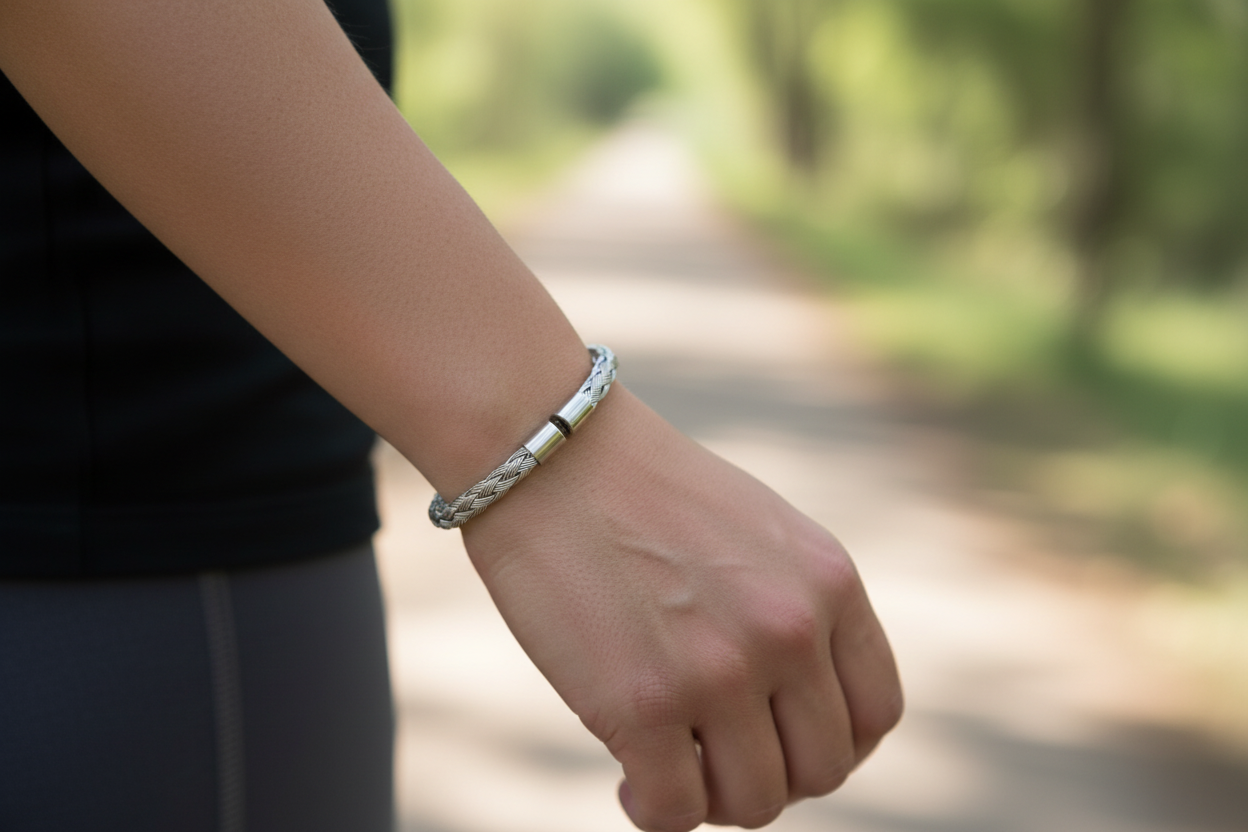 Bracelete em Aço Inoxidável Trançado