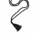 Colar Preto de Contas em Pedra Vulcânica Natural Estilo Boho