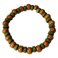 Pulseira de Contas em Madeira Natural com Cordão Elástico