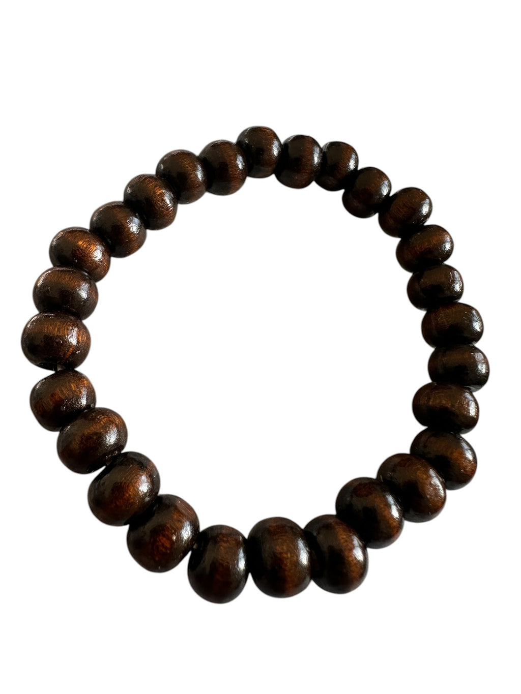 Pulseira Artesanal de Contas em Madeira Natural com Elástico