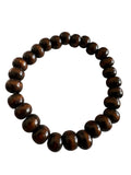 Pulseira Artesanal de Contas em Madeira Natural com Elástico