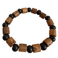 Pulseira Artesanal de Contas em Madeira Natural Marrom com Elástico