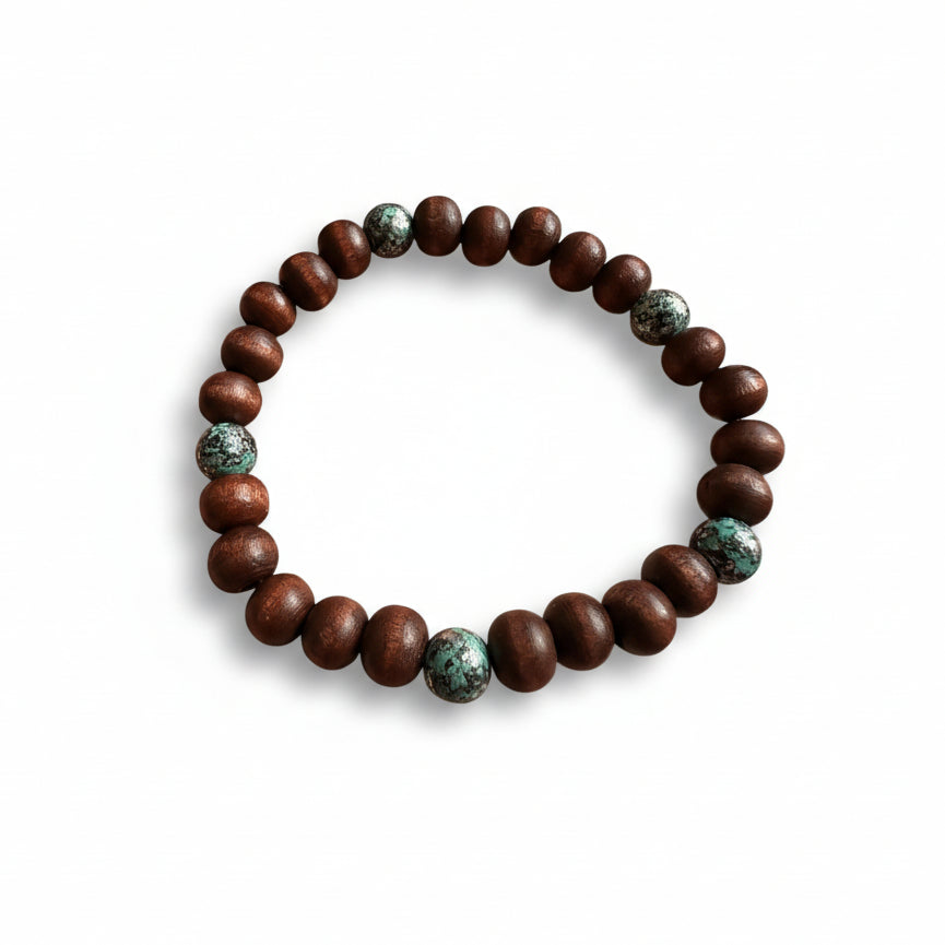 Pulseira de Madeira Naturais  – Estilo Artesanal com Elástico