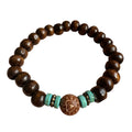 Pulseira de Madeira Natural com Detalhes – Estilo Artesanal com Elástico
