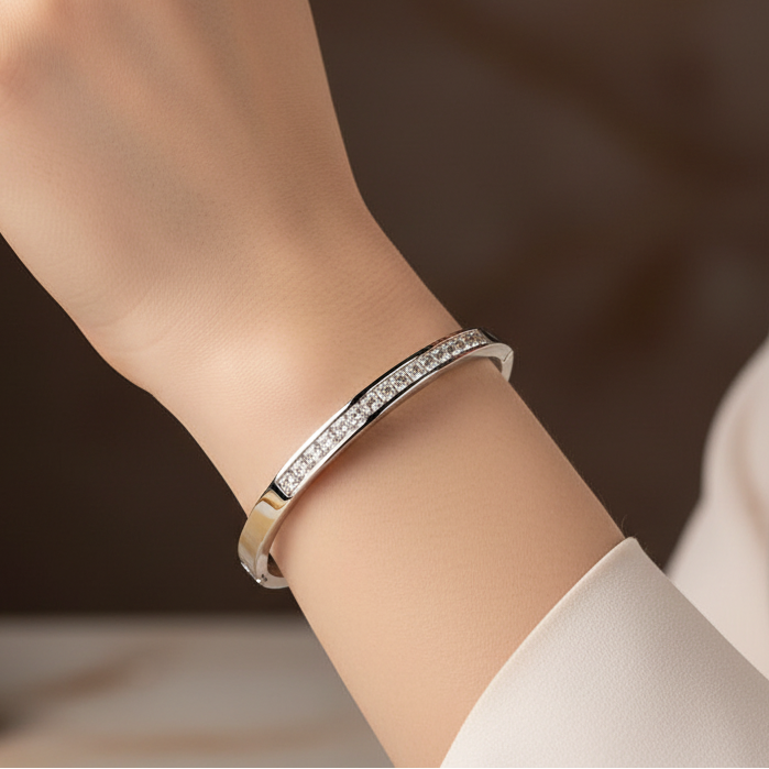 Pulseira de Aço Inoxidável com Zircônia