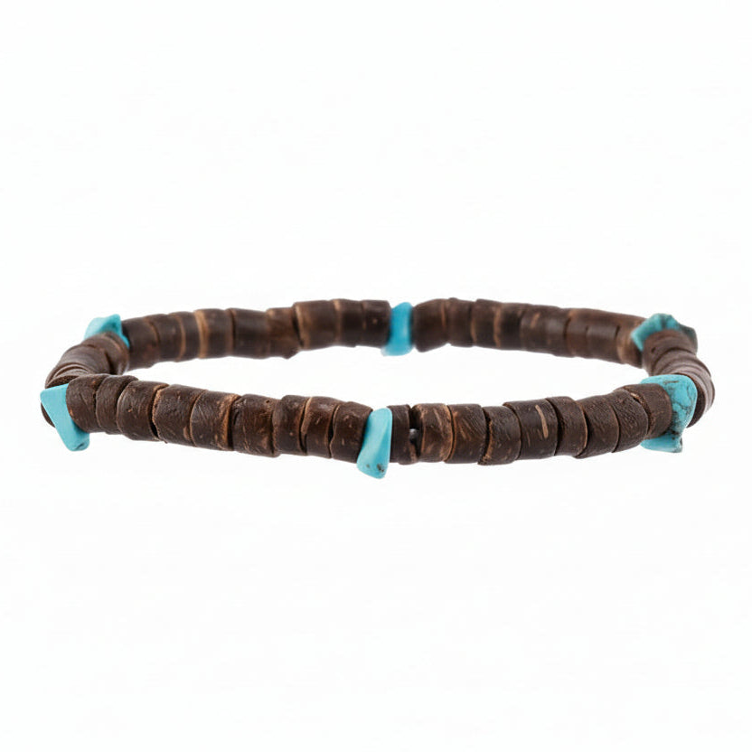 Pulseira de Madeira Natural com Detalhes – Estilo Artesanal com Elástico