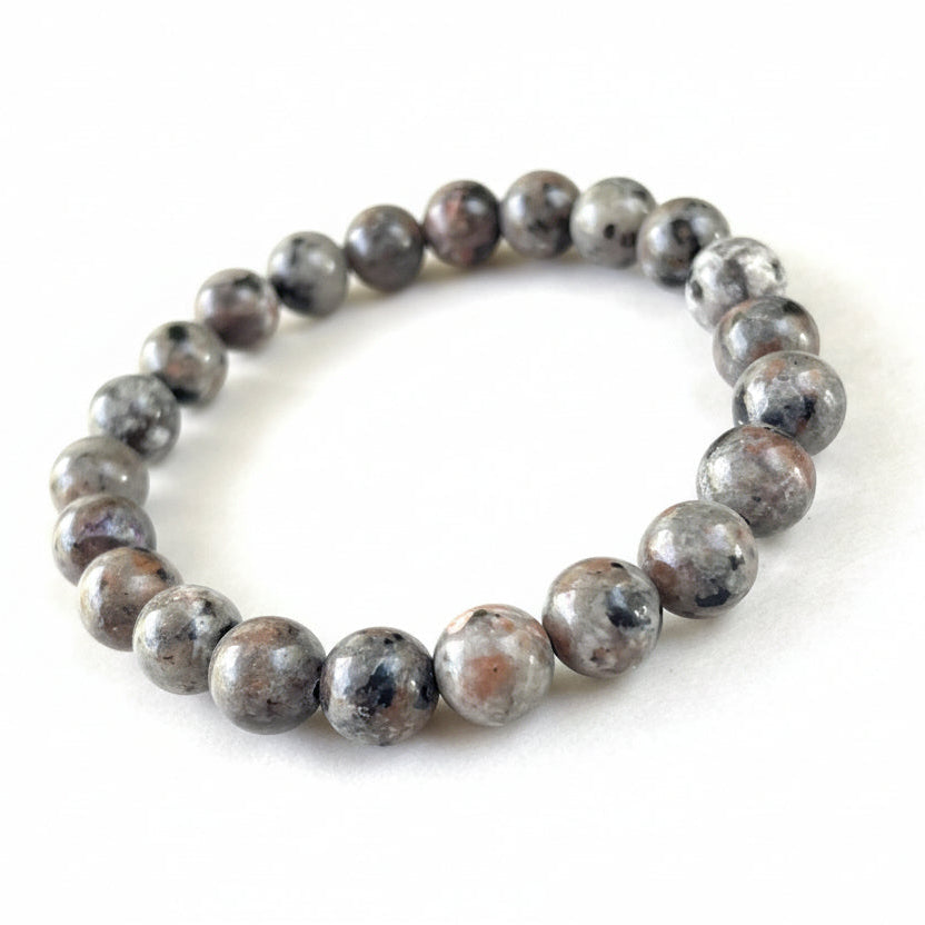 Pulseira de Contas em Pedra Natural Flamejante com Elástico