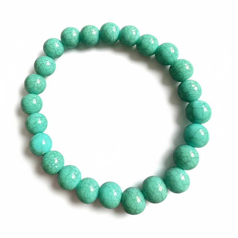 Pulseira de Pedra Verde Estilo Turquesa – Ajuste em Elástico
