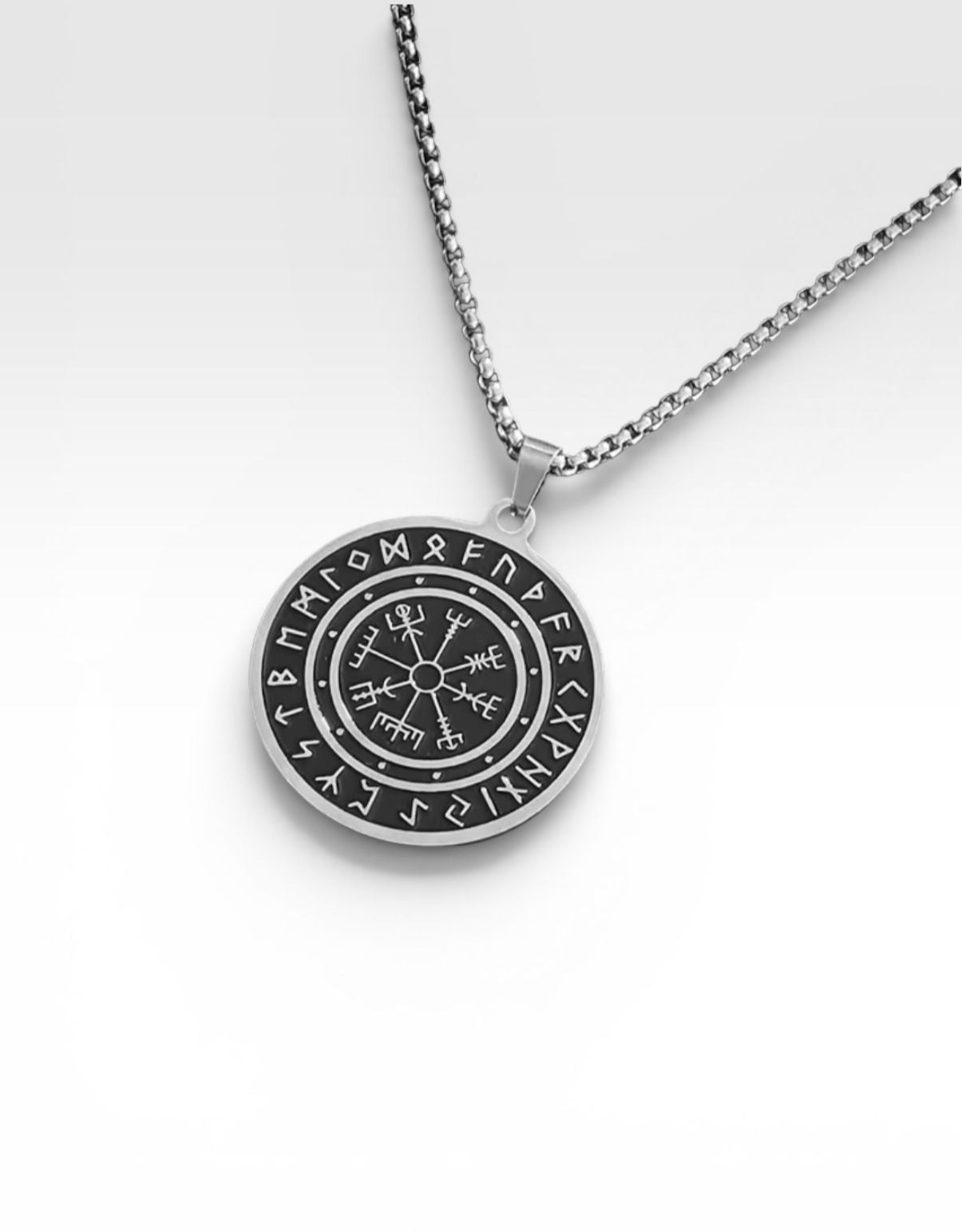 Conjunto com Bússola Viking em Aço Inoxidável