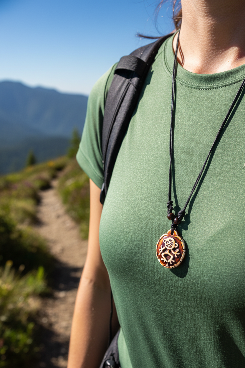 Colar com Pingente Tribal Artesanal em Estilo Étnico com Cordão Ajustável