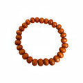 Pulseira Artesanal de Contas em Madeira Natural Marrom com Elástico