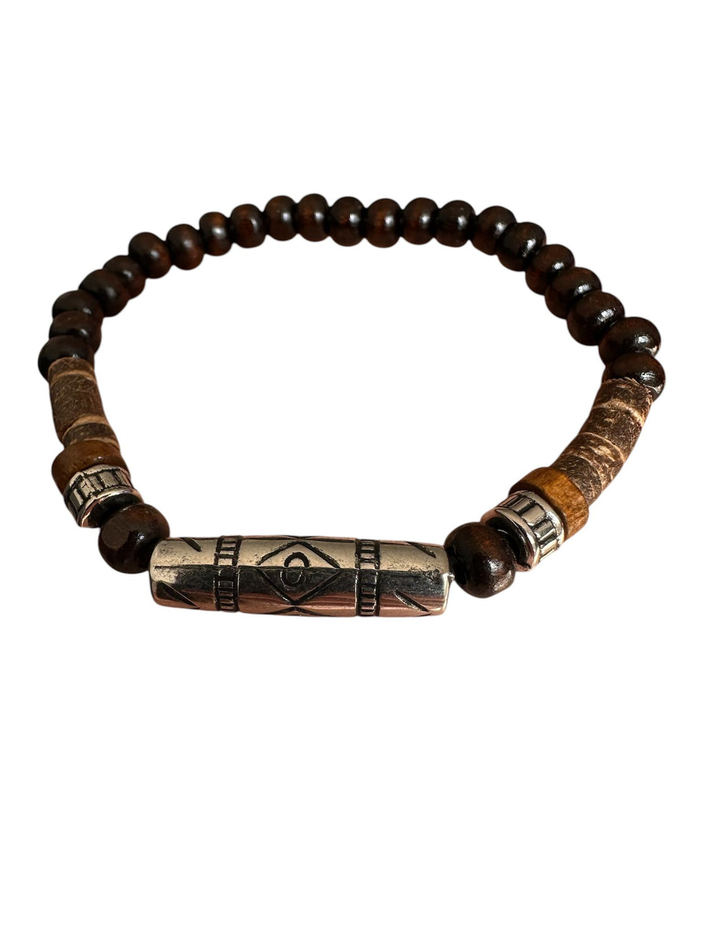 Pulseira de Contas de Madeira Estilo Boêmio Artesanal