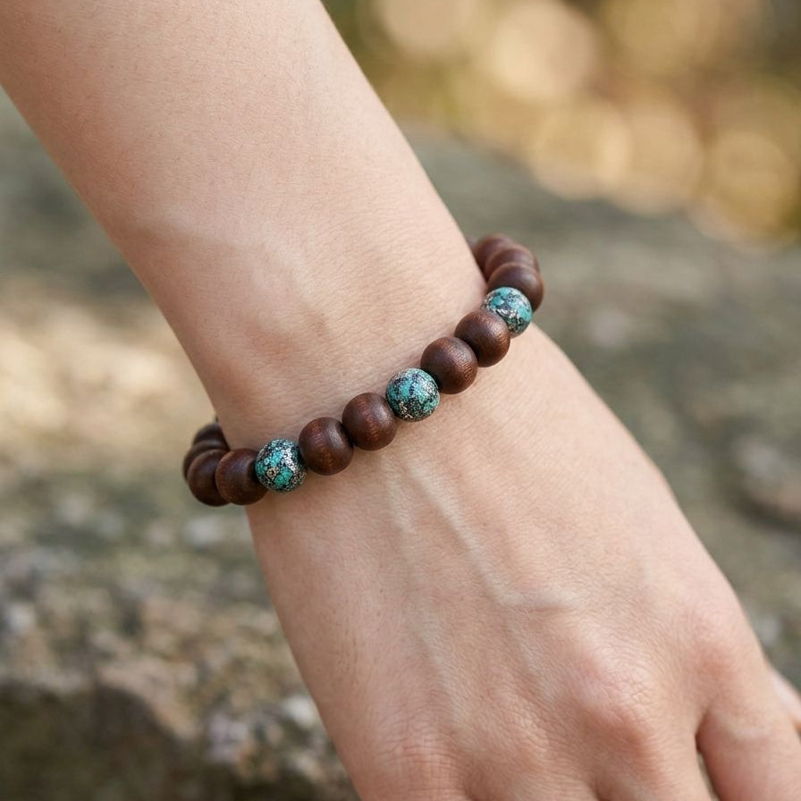 Pulseira de Madeira Naturais  – Estilo Artesanal com Elástico