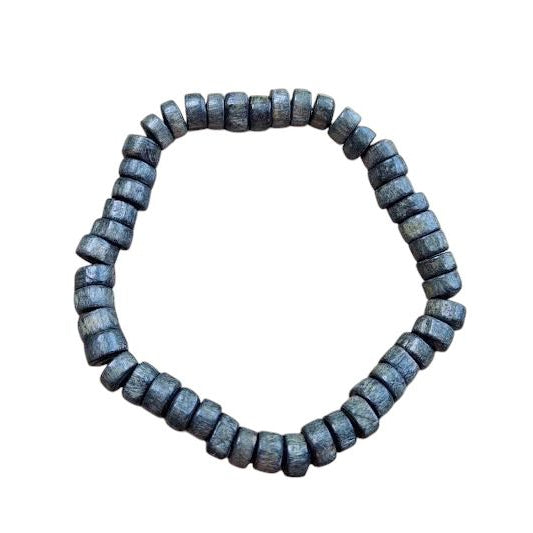 Pulseira em Madeira Artesanal com Contas e Elástico