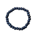 Pulseira em Madeira Artesanal Azul Escuro com Contas e Elástico