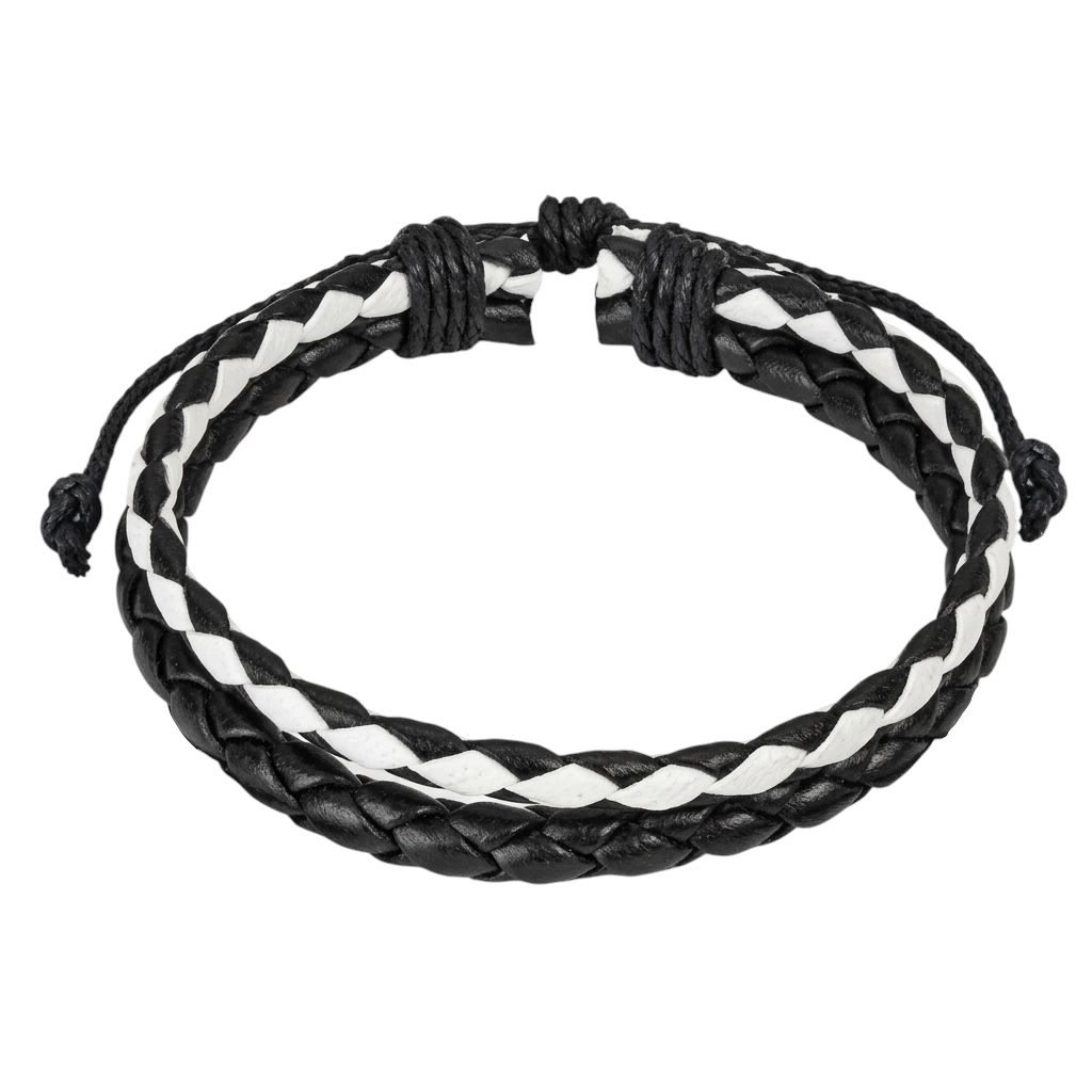 Pulseira de Couro Sintético Trançado Ajustável